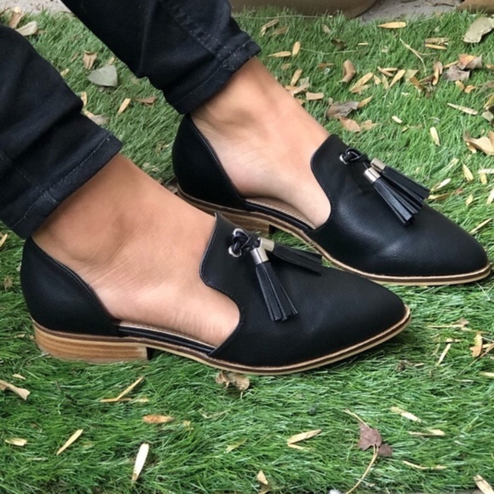 Black Tassel Flat Loafers Flats Shoes